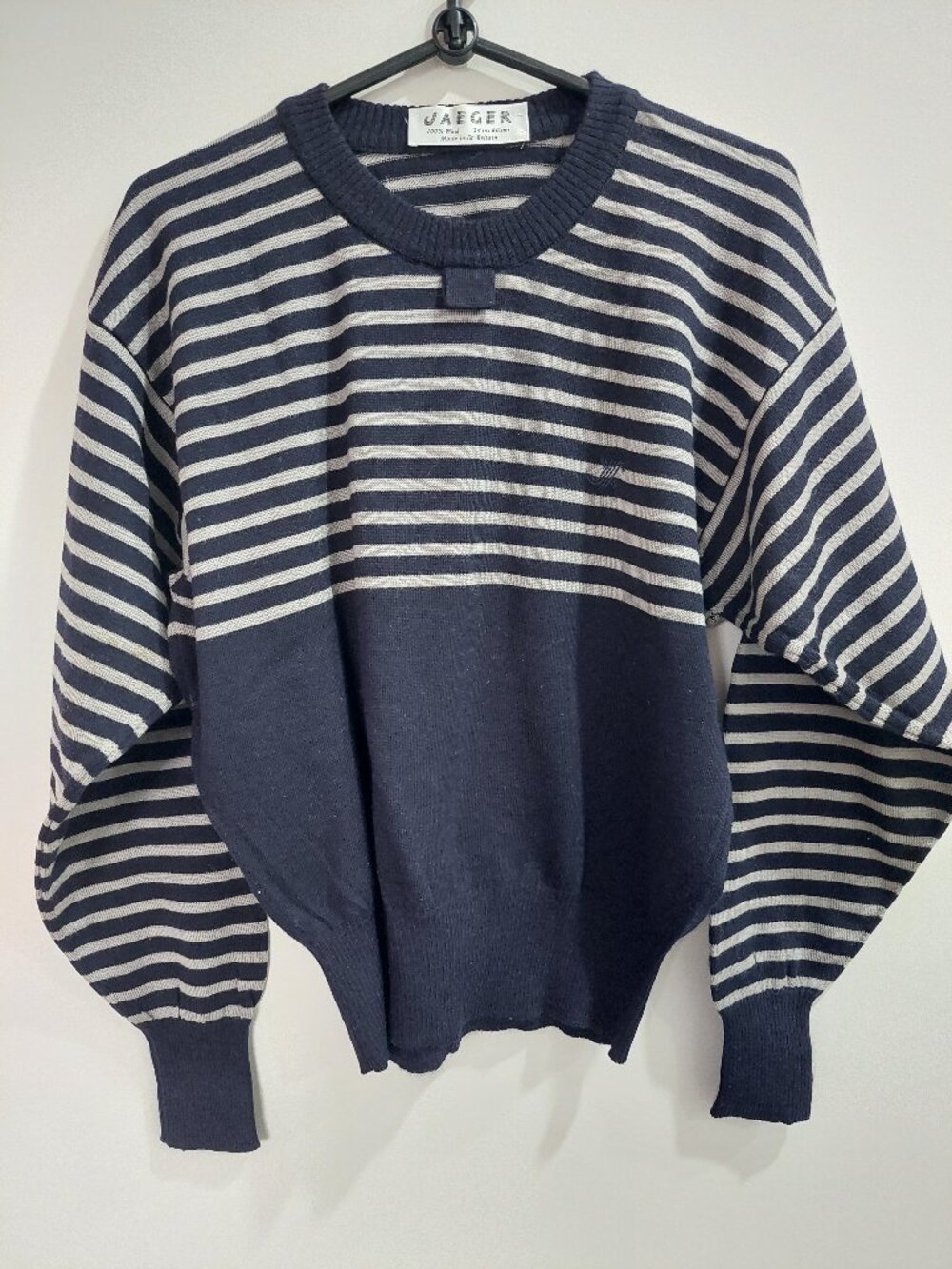 Vintage Jaeger Women's Small Striped Wool Sweater Made in Great Britain